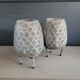 Pair of openwork metal lanterns