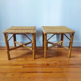 Pair of vintage rattan bedside tables