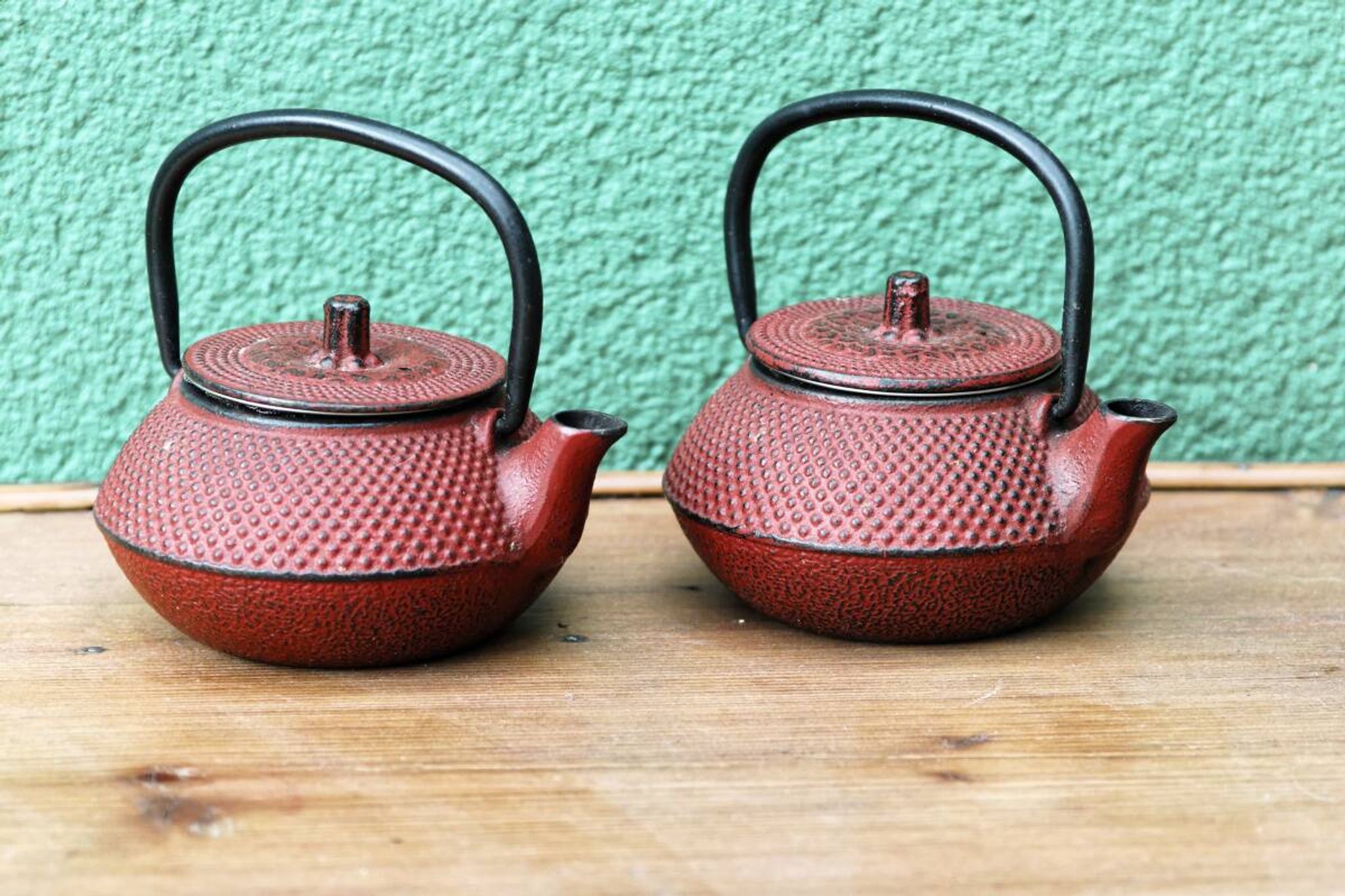 Pair of individual Japanese teapots