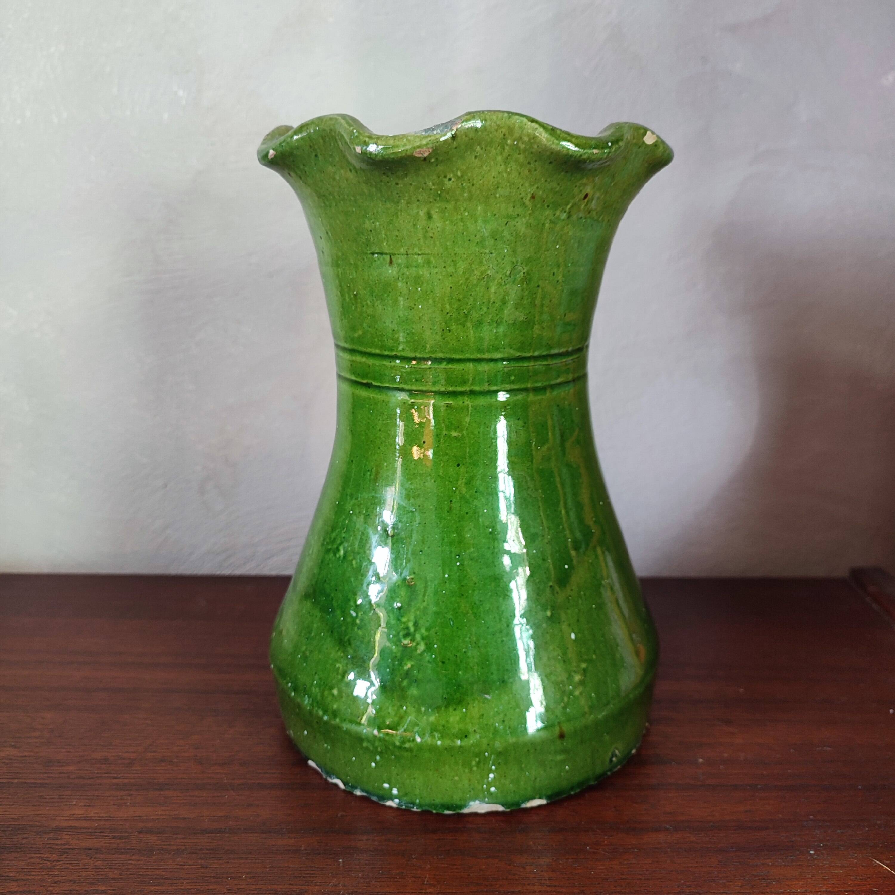 Enamelled vase in handcrafted pottery