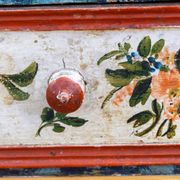 Antique hand-painted Baroque chest folk art cabinet dated solid wood Central Europe, 1865
