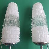 Pair of vintage tulip shaped globe chrome wall sconces