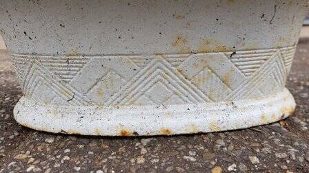 French cast iron oval jardinière planter white