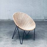 Mid-Century Modern Design Egg Basket Wicker Chairs, Italy, 1950s, Set of 3