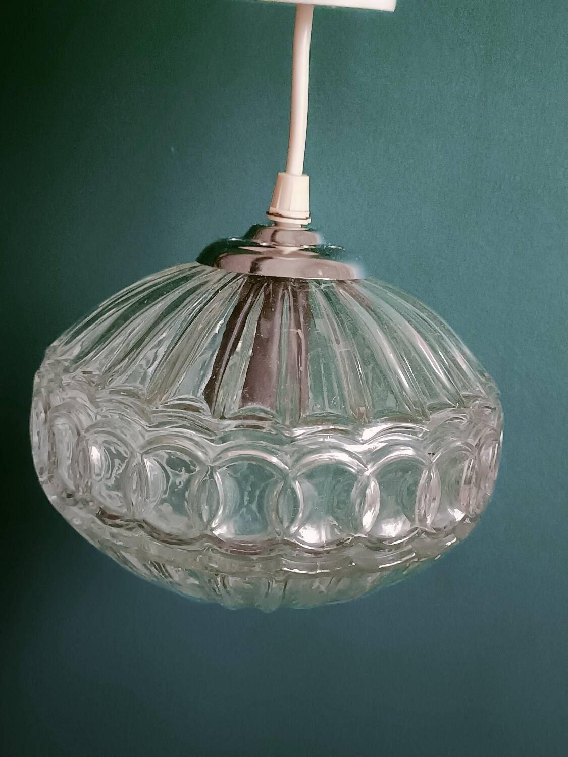 Vintage molded glass pendant light