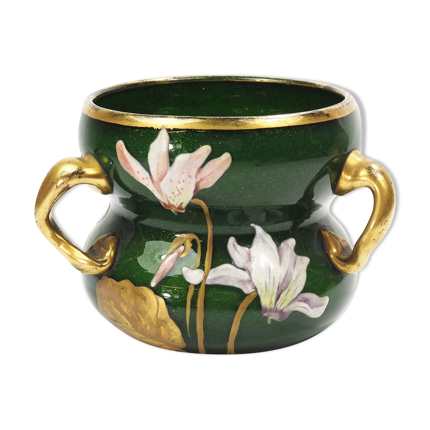 Art Nouveau Vase in Enamelled Aventurine Glass -Around 1900