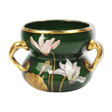 Vase art nouveau en verre aventurine émaillé vers 1900