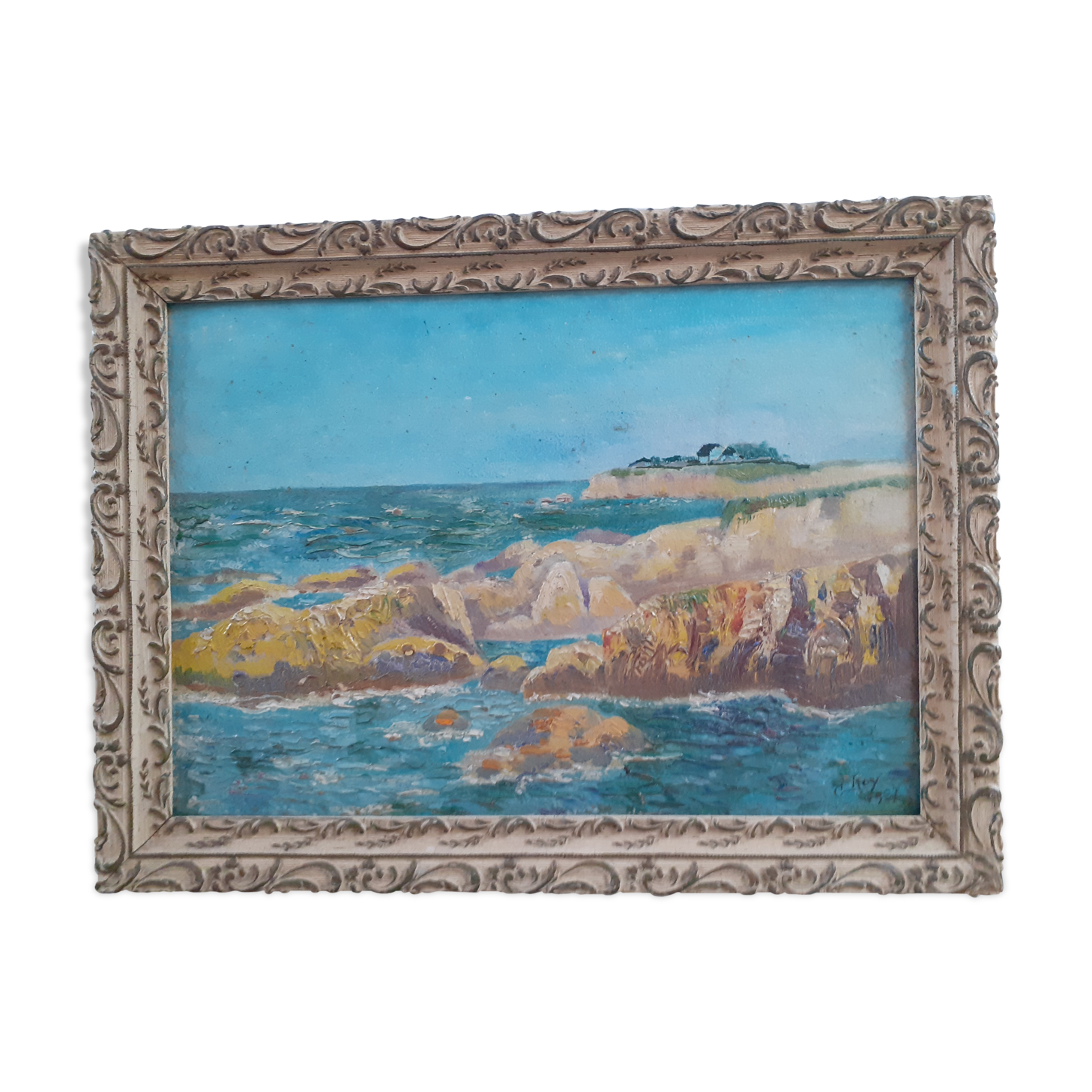 Oil-painted painting signed Roy 1931 with his coaching