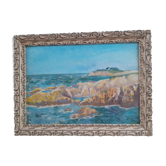 Tableau peint à l' huile signé Roy 1931 avec son encadrement