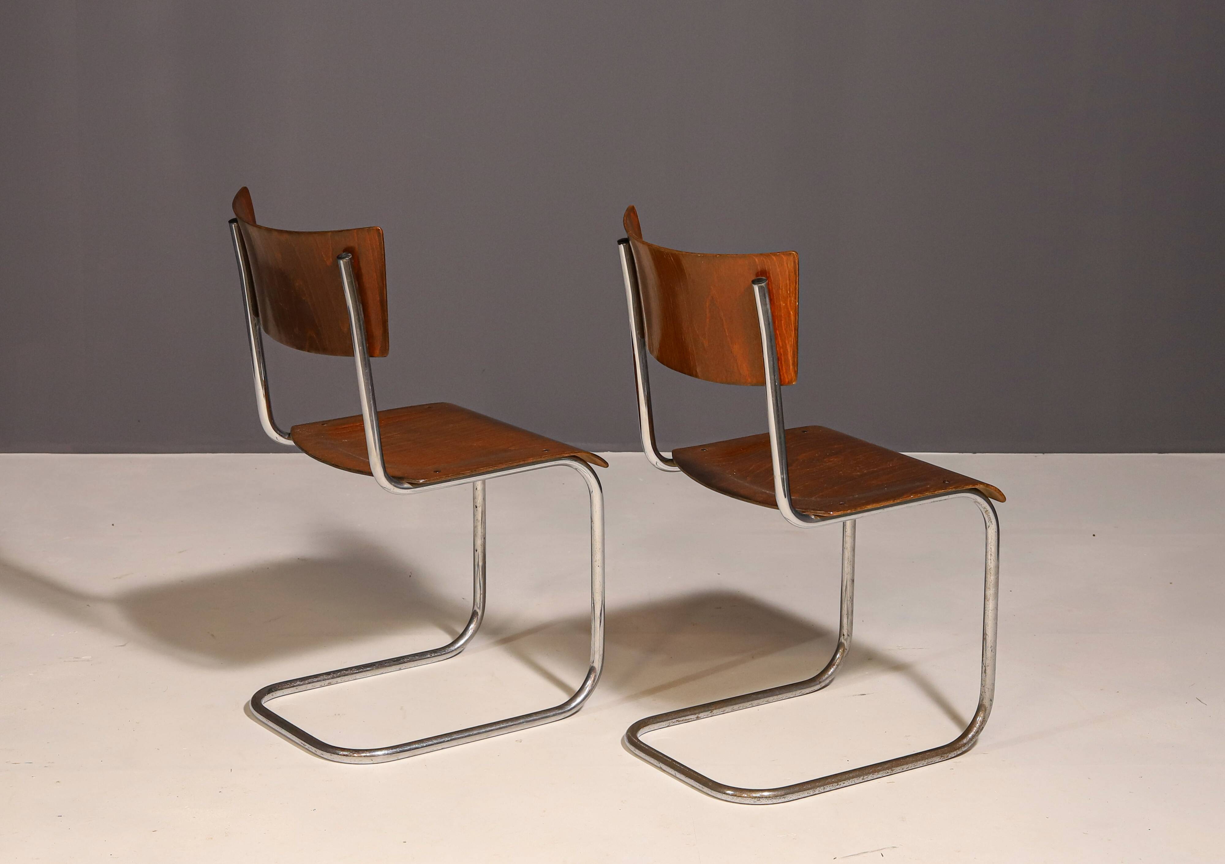 Pair of Bauhaus chair S43 by Mart Stam by Kovona, 1950´s