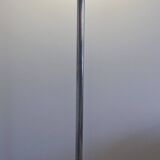 Globe floor lamp in opaline, wood and chrome metal