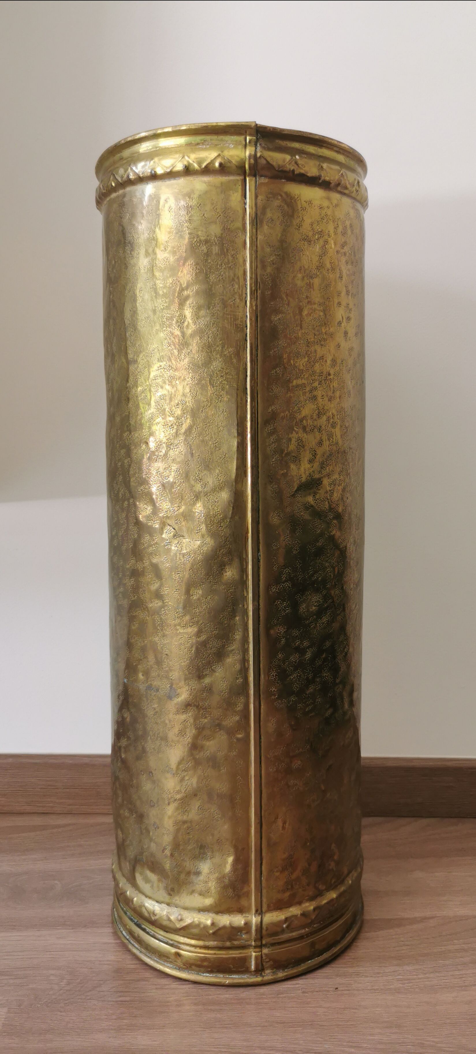 Umbrella holder sunflowers vintage copper and golden brass