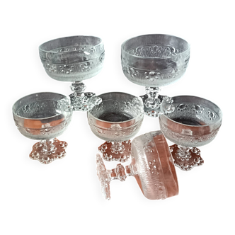 6 vintage stemmed glasses for cocktails and ice cream