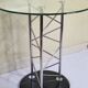 Side table "Eiffel" in glass and chrome steel with a marble base, 80s