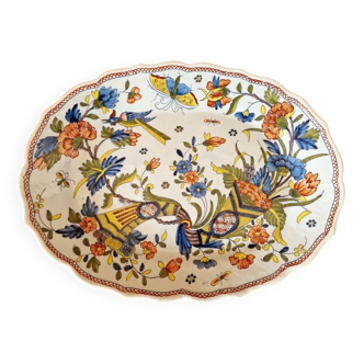Faïence de Desvres, décor Rouen - Important plat ovale en faience à décor de cornes d'abondances