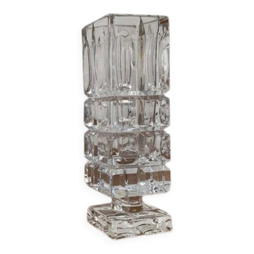 Vase Bloc en Verre de Cristal au Plomb Allemand Vintage, Années 1970