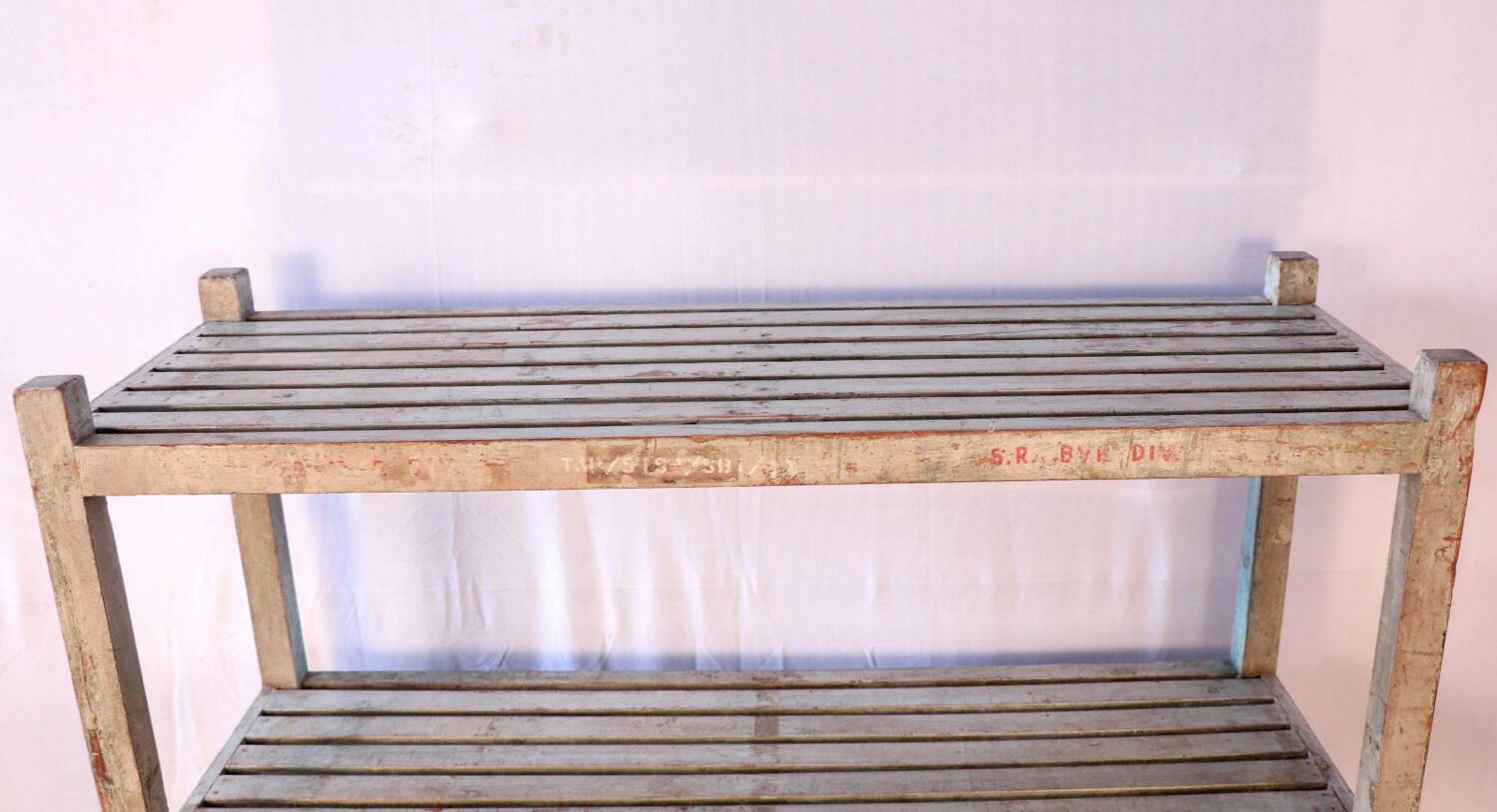 Teak bookshelf with original off-white patina.