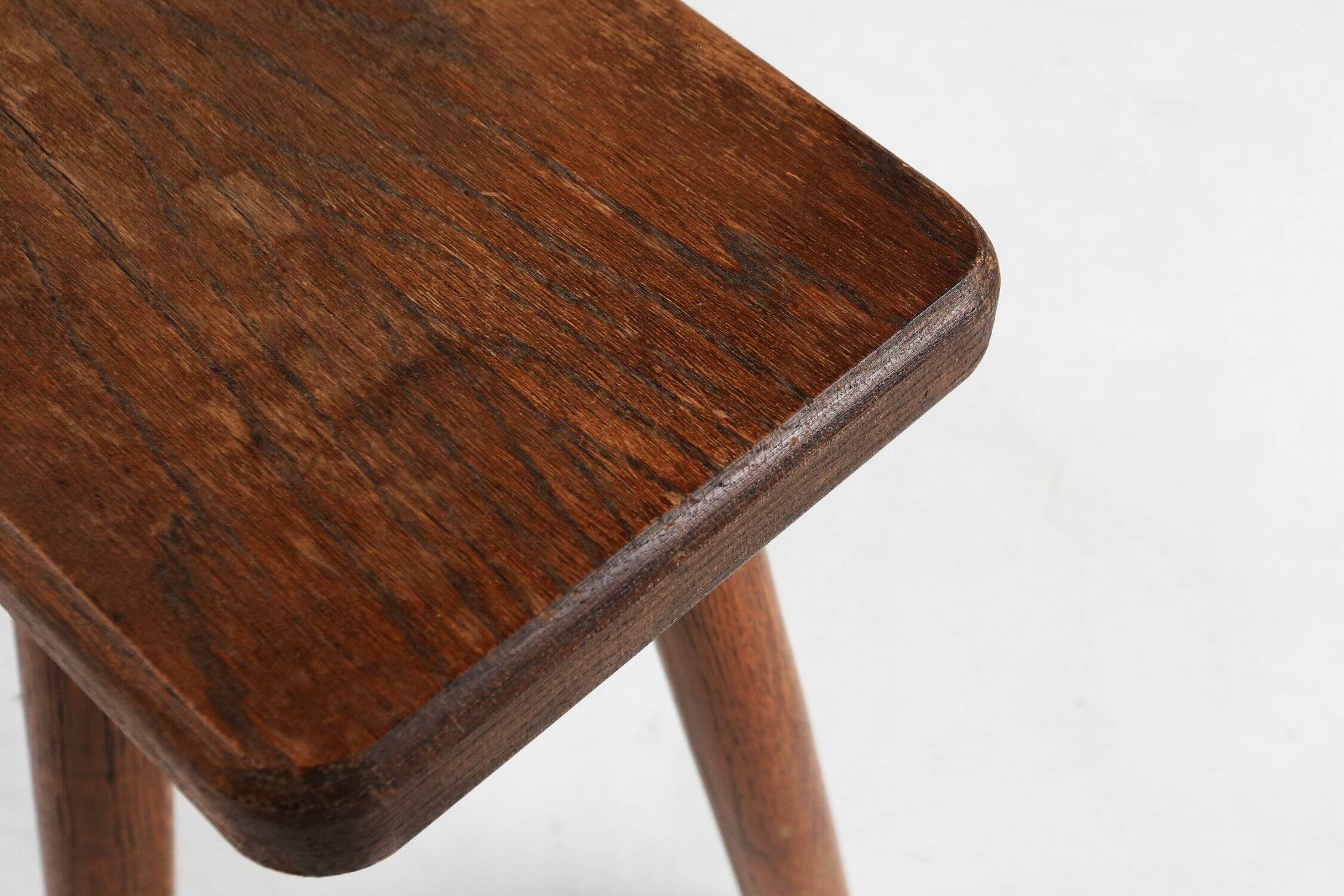 Rustic solid Wooden tripod Stool, France 1940s