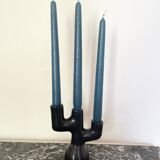 Black clay candle holder