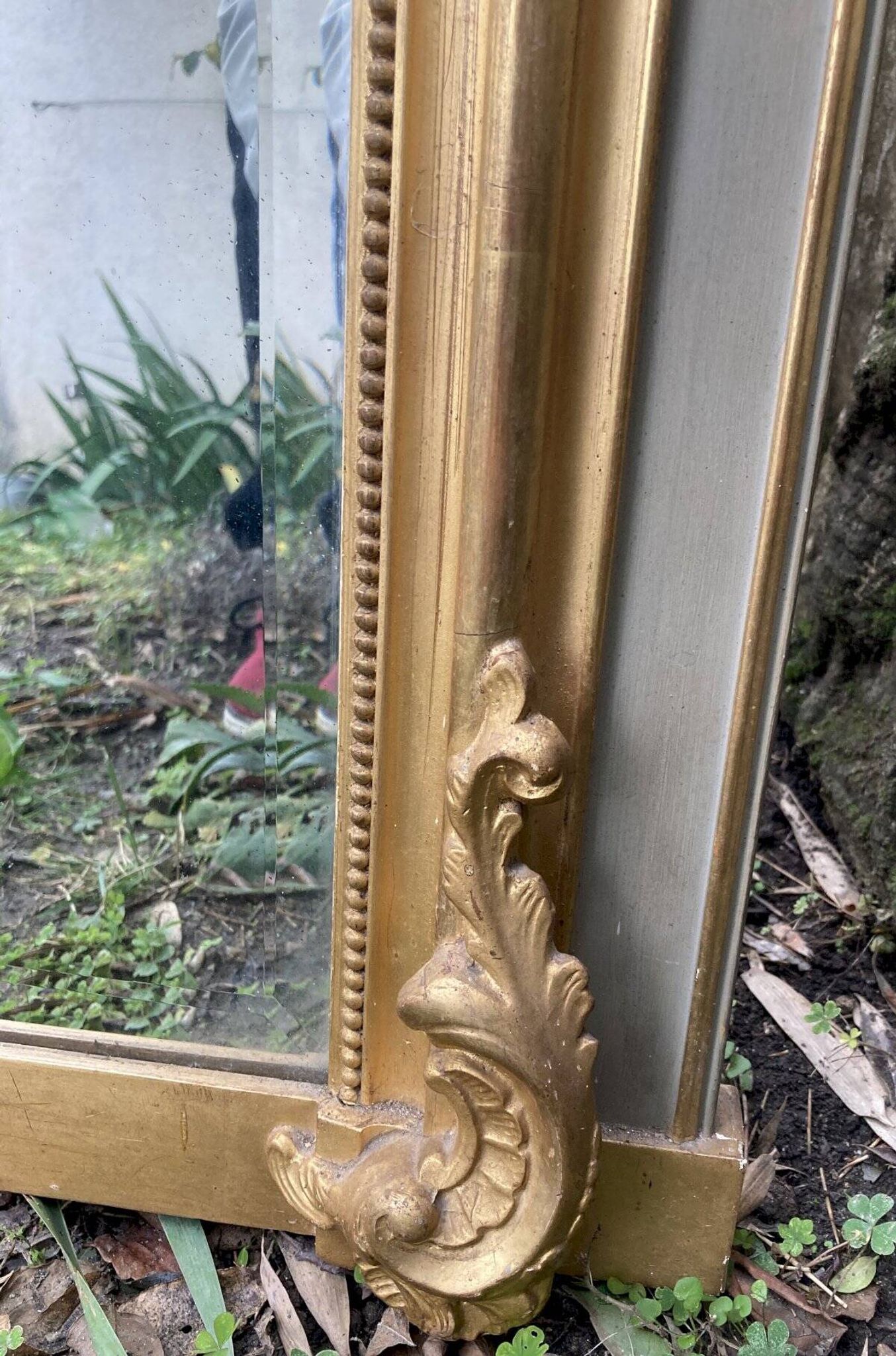 Antique mirror - 98 x 160 - wood and gilded stucco