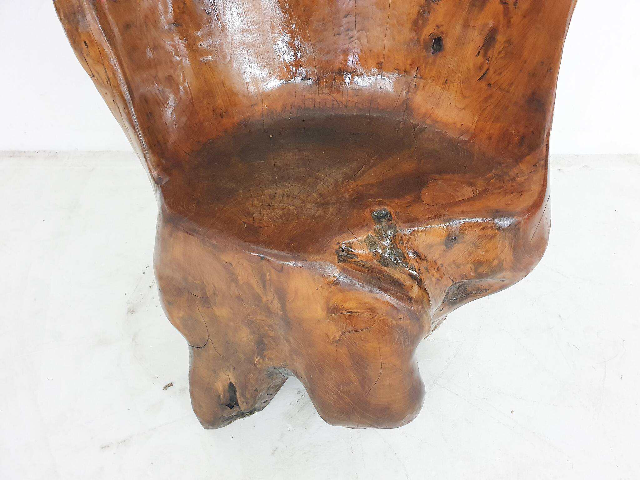 Hand carved wooden tree trunk chair, 1970's