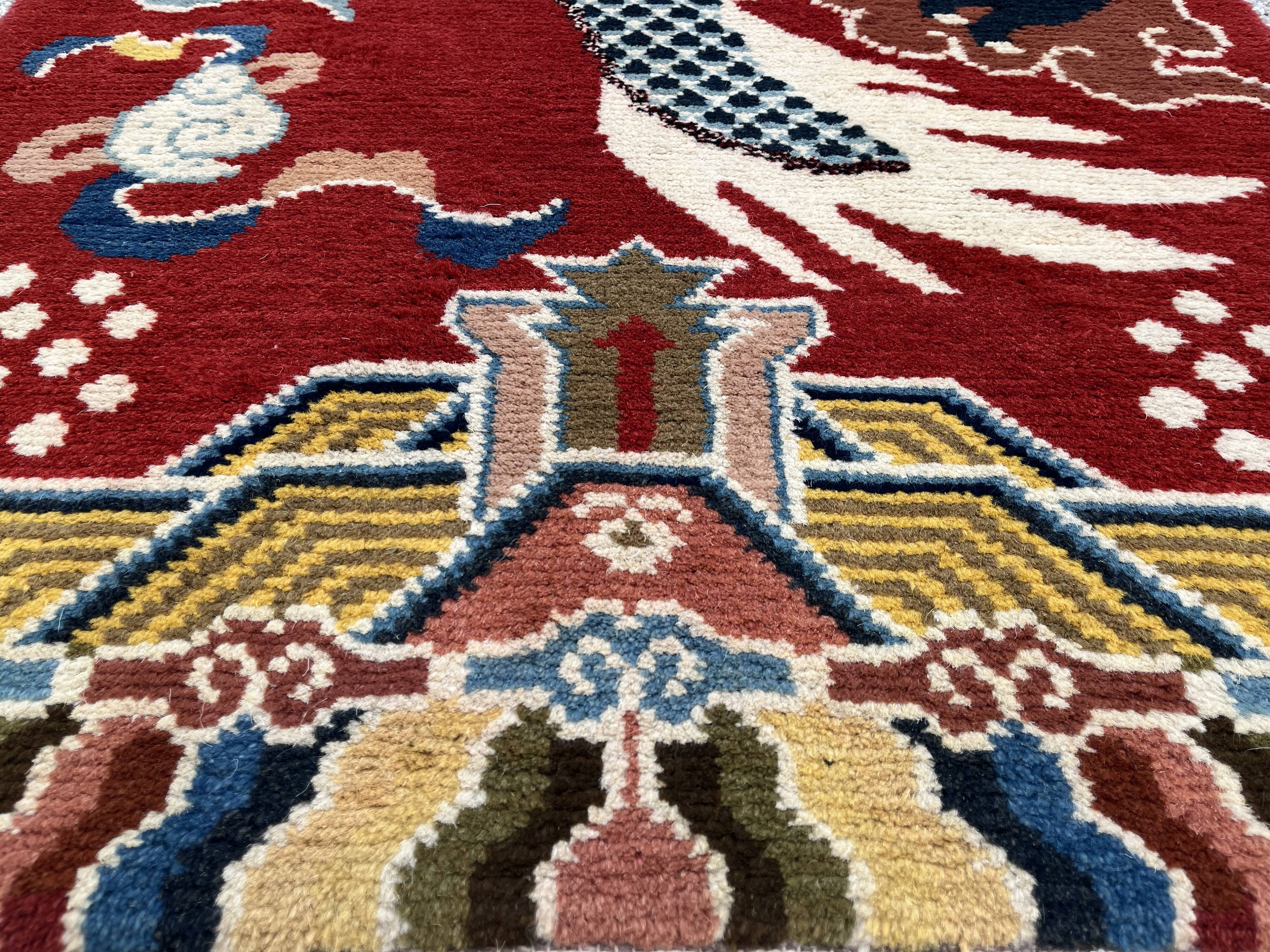 Ningxia, five-claw dragon carpet, Circa 1920