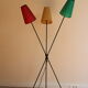 Three-colour tripod floor lamp from the 1950s with three lights.