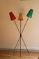 Three-colour tripod floor lamp from the 1950s with three lights.