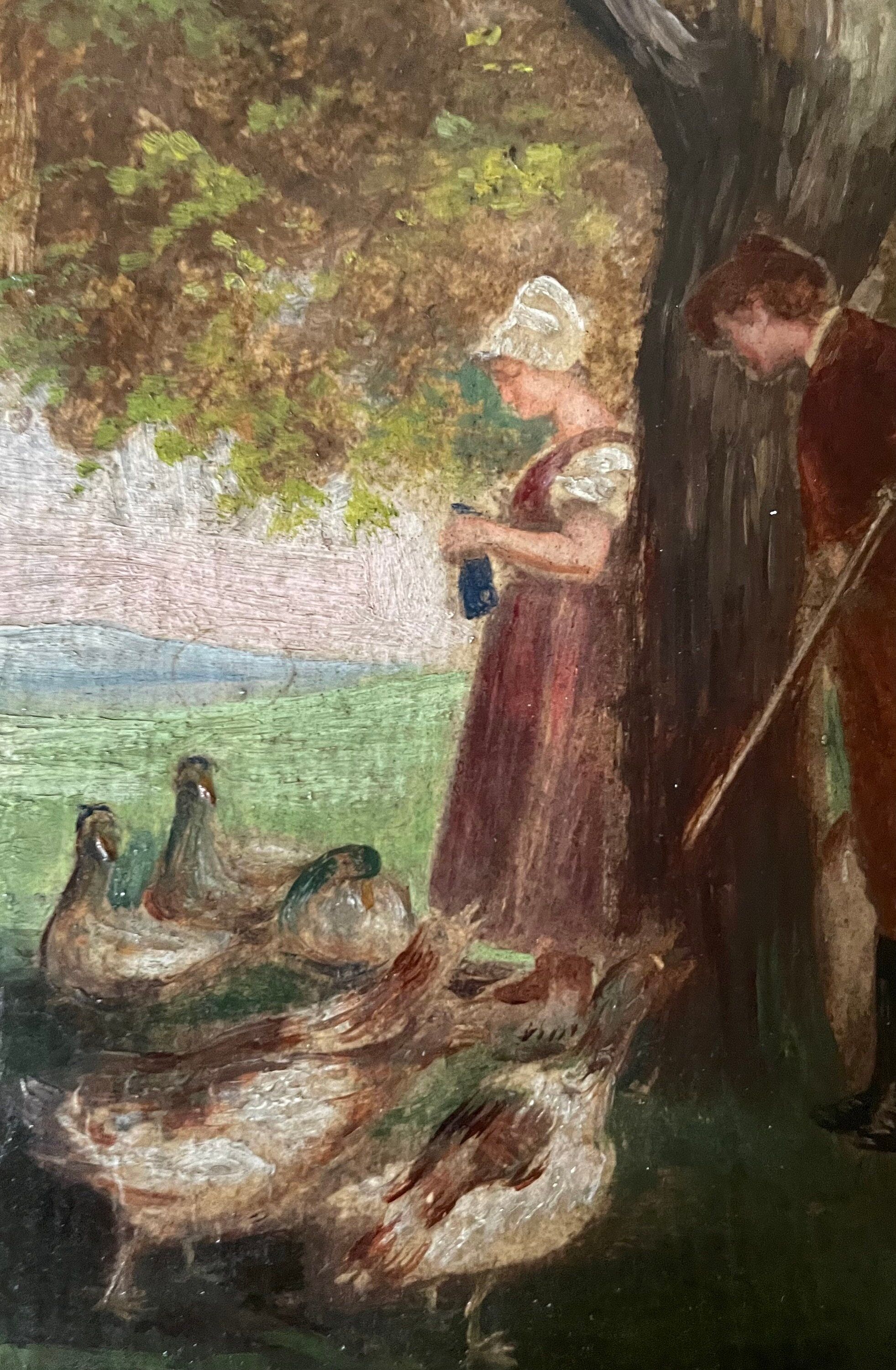 French Farm Scene Oil Painting