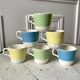 set of 6 colorful coffee cups pop Digoin Sarreguemines 60s