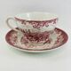 Breakfast Cup and Saucer Coaching Scenes Red by Johnson Bros