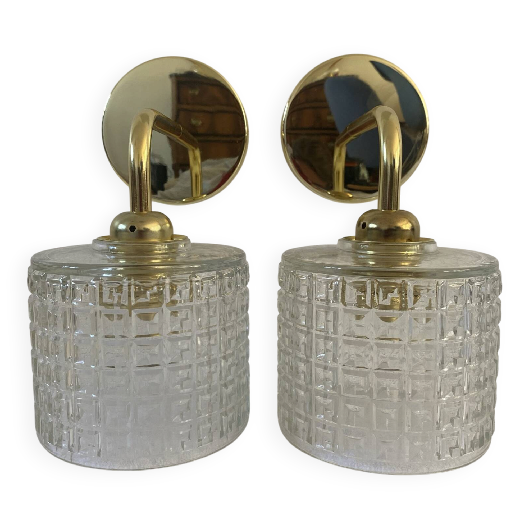 Pair of vintage glass globe wall lights