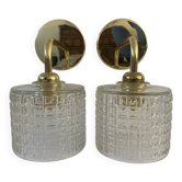 Paire appliques globes vintage en verre