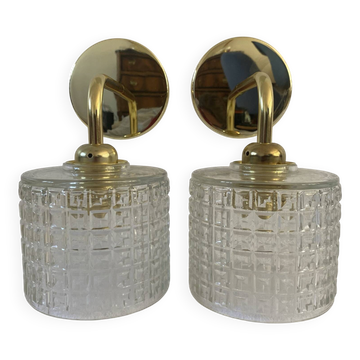 Pair of vintage glass globe wall lights