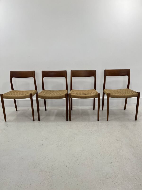 Ensemble de chaises danoises par Niels Møller pour J. L. Møllers, années 1960, ensemble de 4.