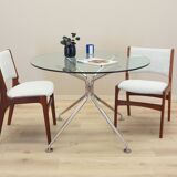 Table ronde en verre, design italien, années 80, production : Calligaris