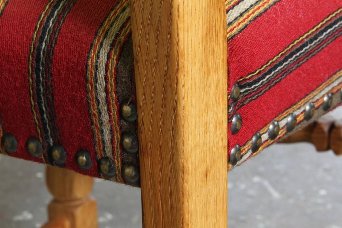 Vintage 1960s Danish farmhouse oak dining chairs in the style of Henning Kjærnulf