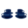 Set of 4 vintage blue ceramic cups and saucers.