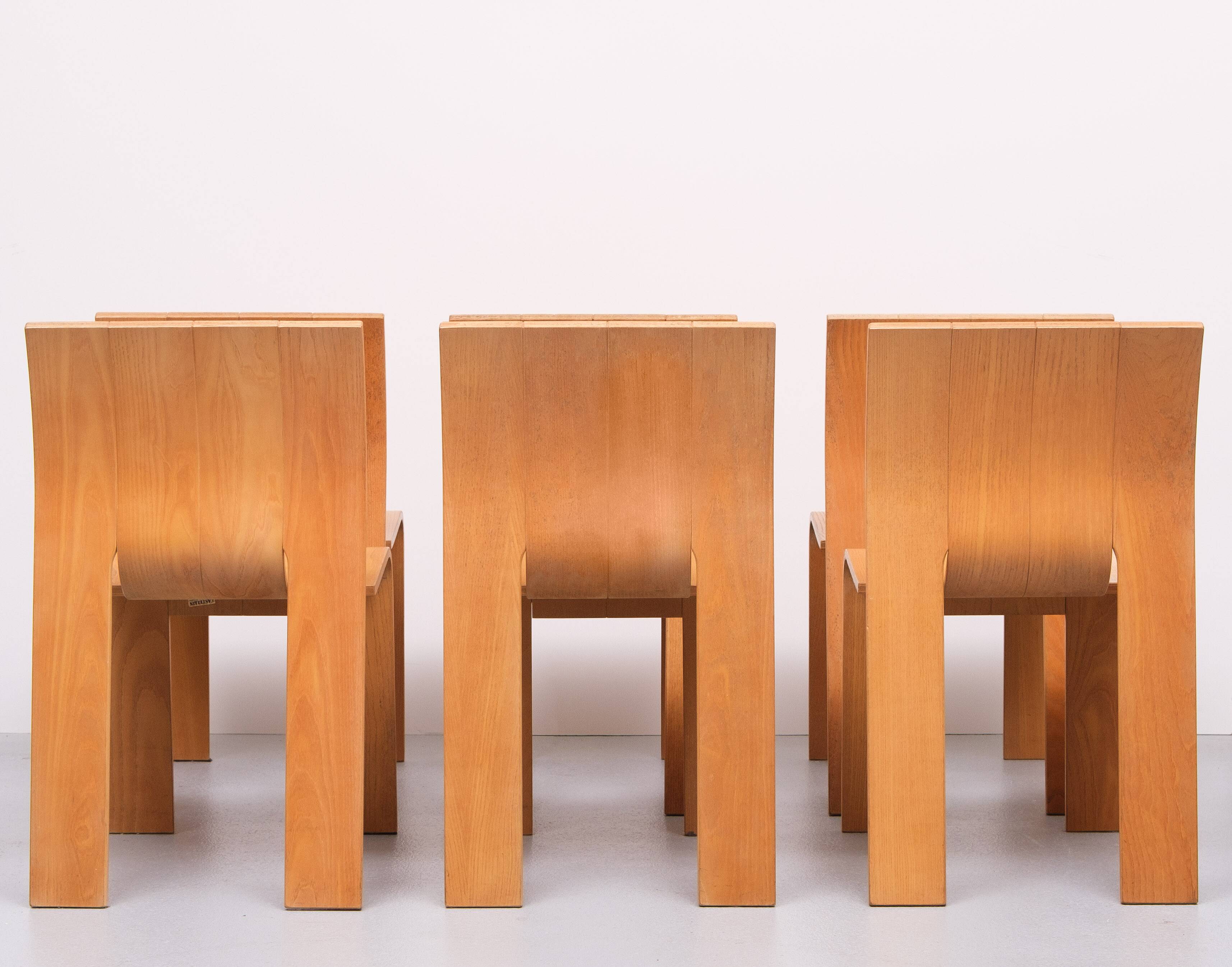 6 Gijs Bakker Strip Chairs for castelyn 1970s