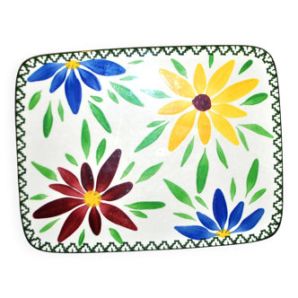 Vintage ceramic trivet from Saint-Clément - floral 1960-1970