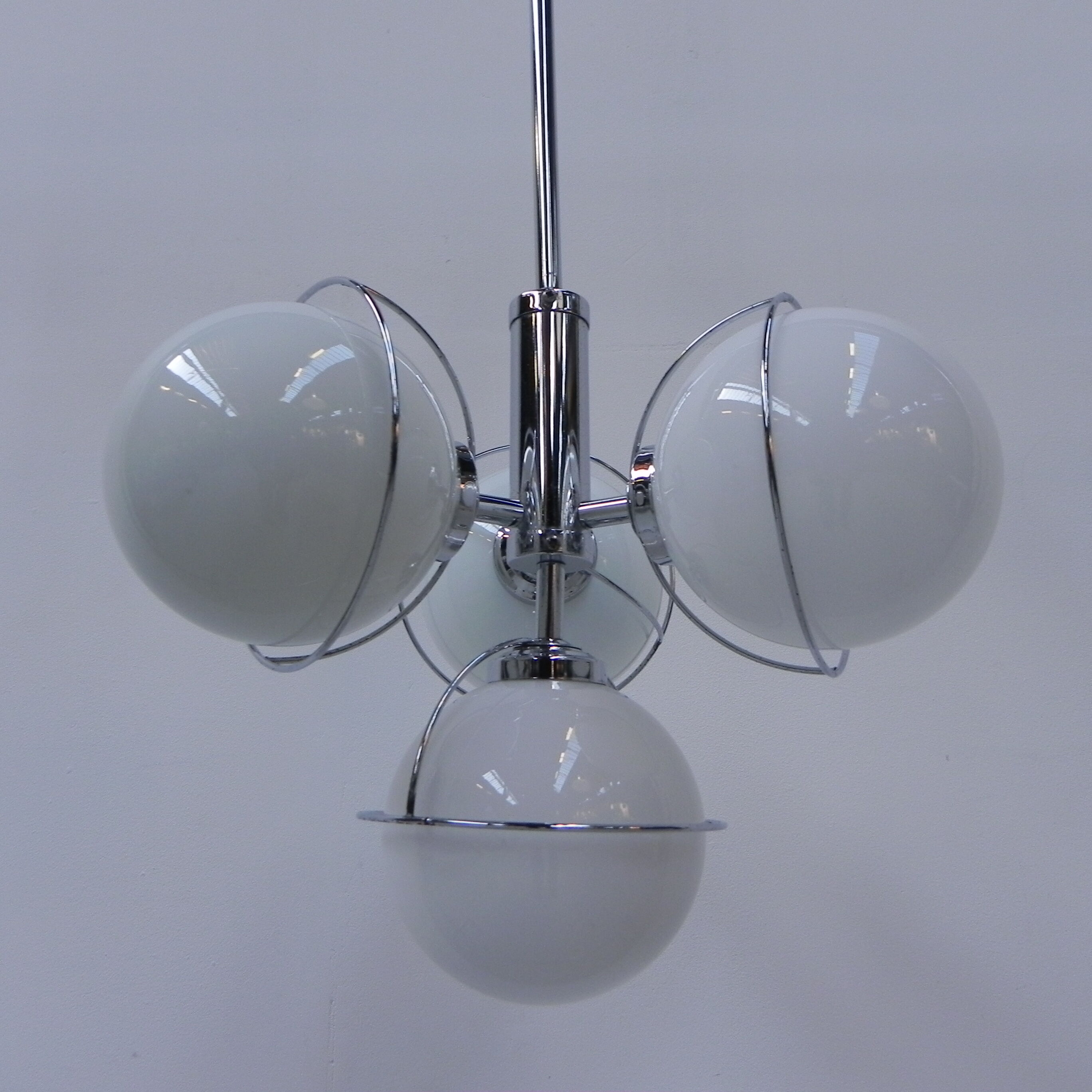Vintage space age hanging lamp with 4 glass balls