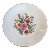 Plat creux en faience, GIEN France, motif floral, fleurs très colorées, art de la table, vintage