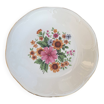 Hollow earthenware dish, GIEN France, floral pattern, very colorful flowers, tableware, vintage