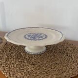 Old earthenware cake display from Gien decor Rouen