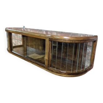 Exceptional Art Deco walnut wall cabinet with slatted glass corners - fully