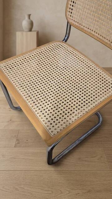 Paire de chaises Cesca, chaises de salle à manger en chrome et rotin Bauhaus par Marcel Breuer, moderne du milieu du siècle, 20e siècle