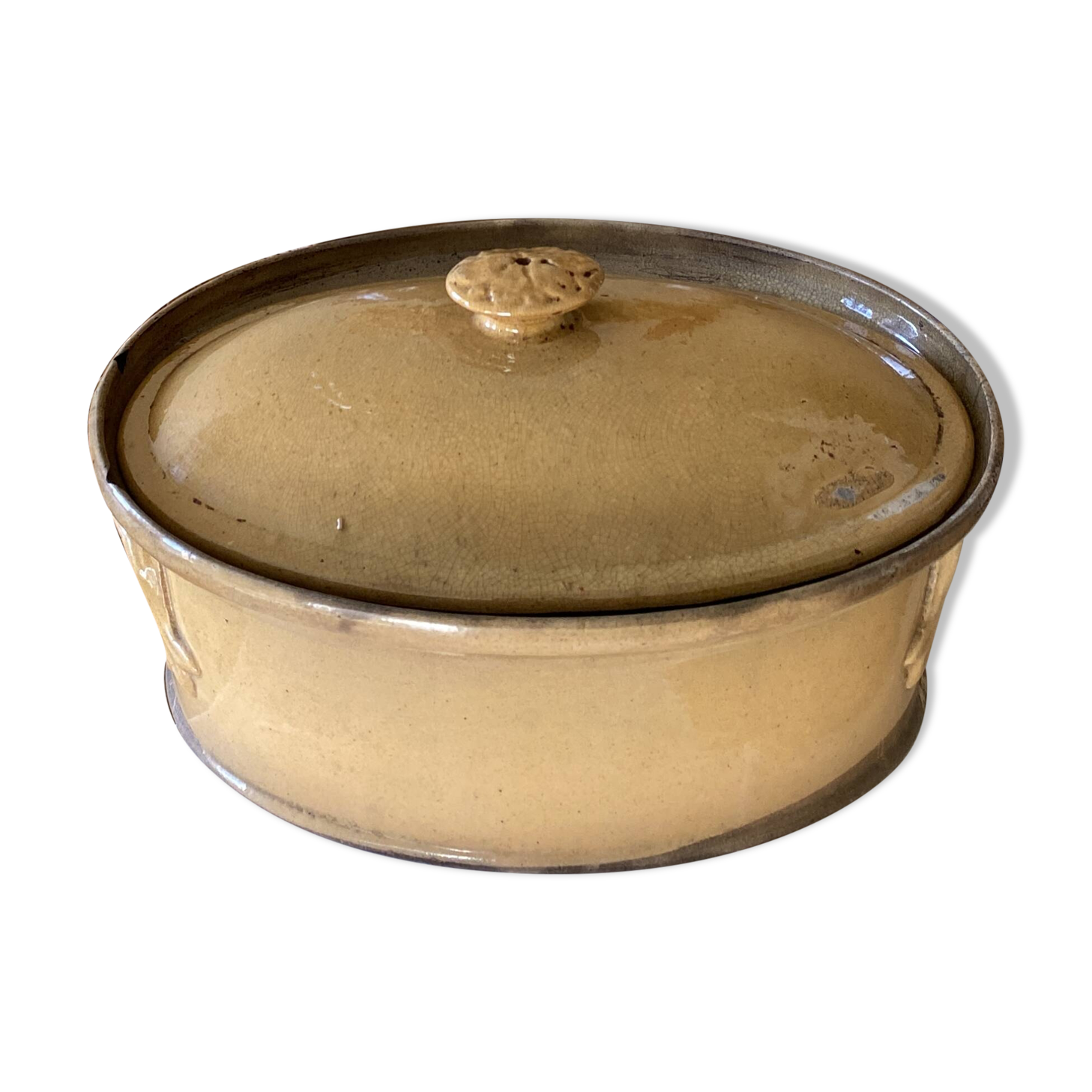 Antique glazed earthenware terrine