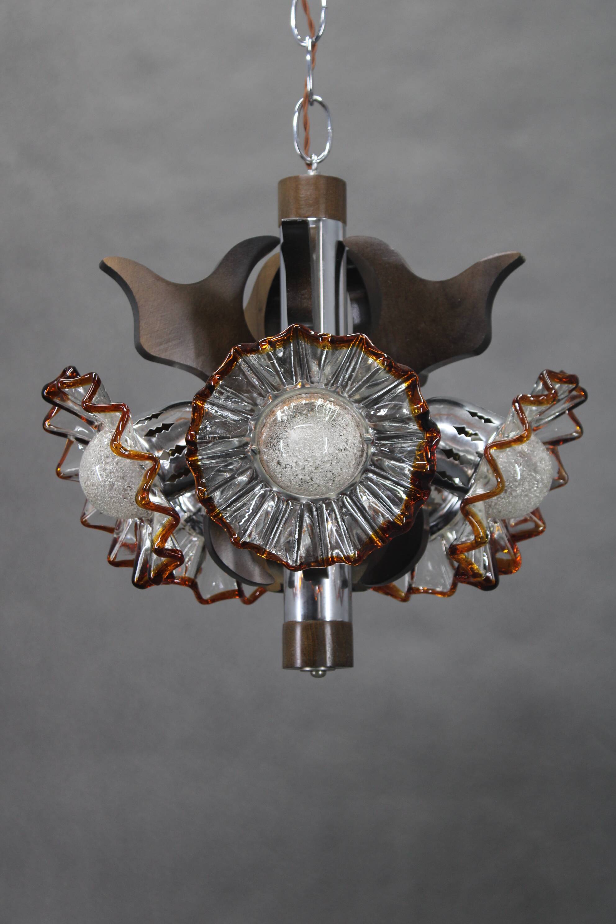 1970s Chandelier with Murano Glass Shades,Italy