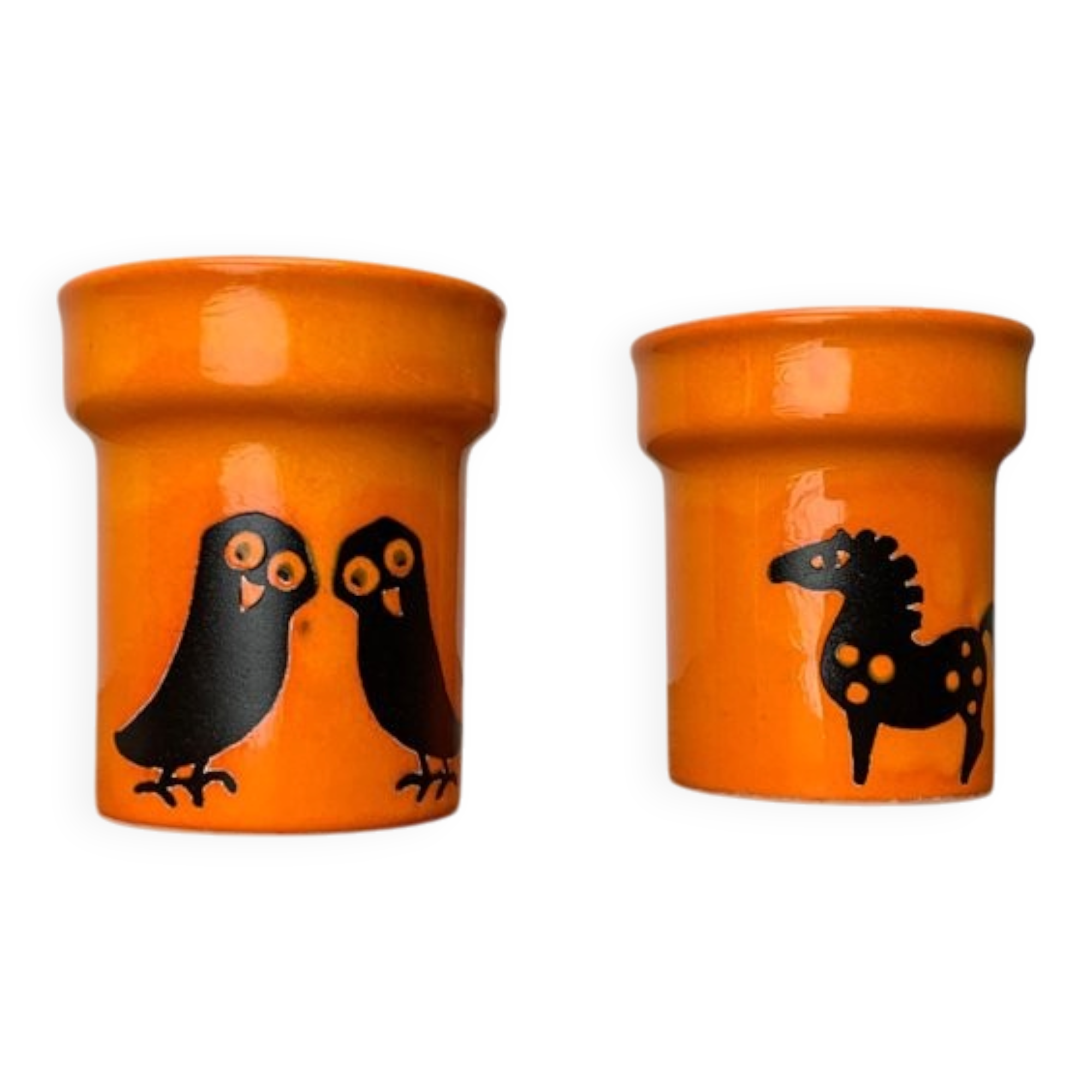 Mid-century German ceramic vases with owl and horse patterns from Wächtersbach, 1960s, set of 2.