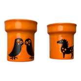 Mid-century German ceramic vases with owl and horse patterns from Wächtersbach, 1960s, set of 2.